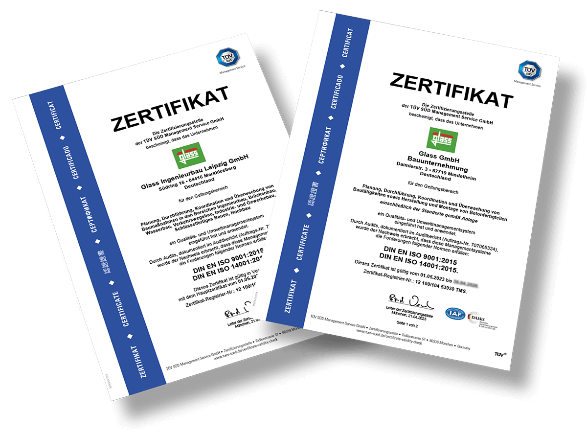 Glass Bau Zertifikate